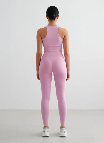 Crop Top Vogatore + Shape Leggings - Rosa
