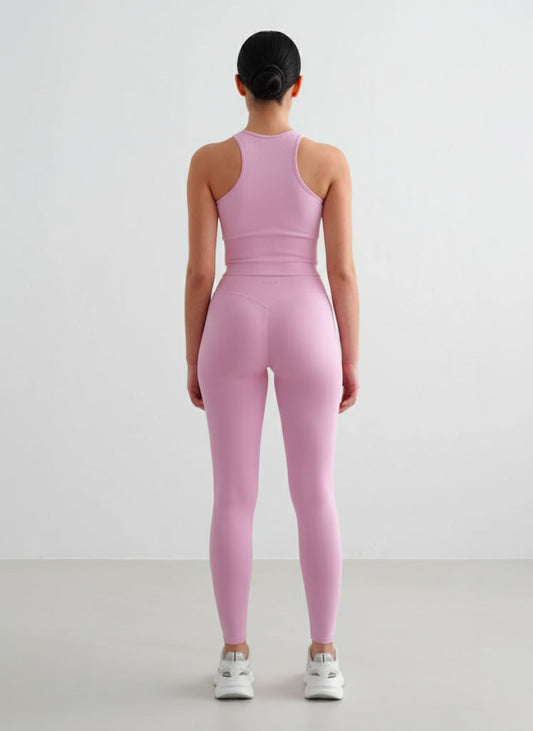 Crop Top Vogatore + Shape Leggings - Rosa