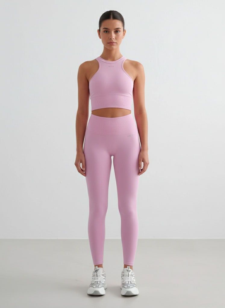 Crop Top Vogatore + Shape Leggings - Rosa
