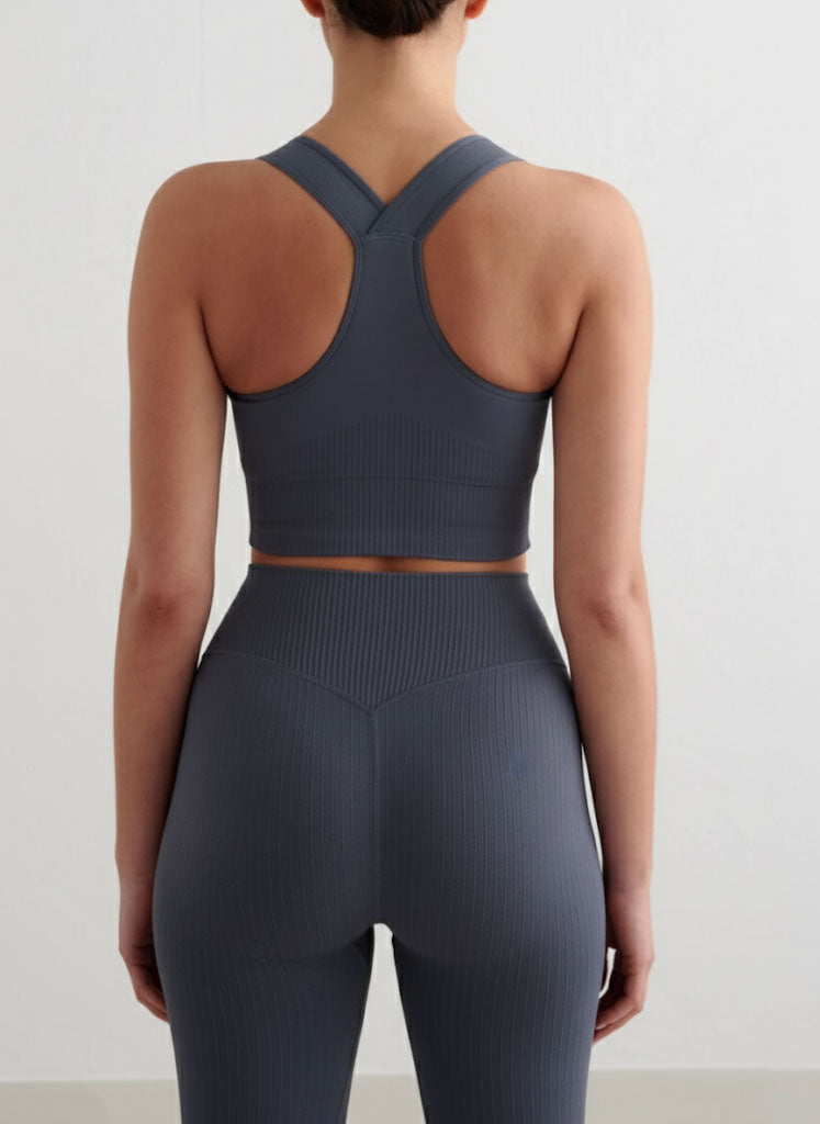 Top Incrocio Doppio + Shape Leggings - Blu Scuro