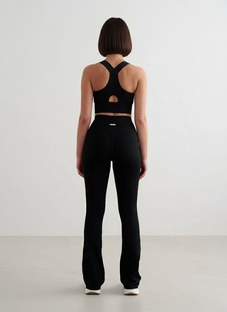 Top Incrocio Doppio + Shape Leggings - Nero