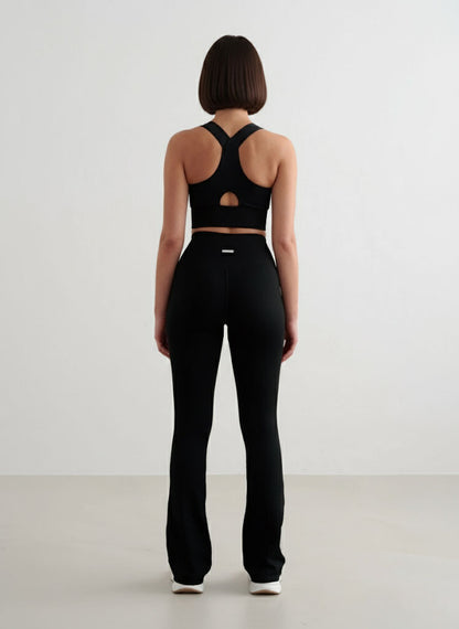 Top Incrocio Doppio + Shape Leggings - Nero