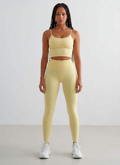 Top Spalline Fini + Shape Leggings - Lemon