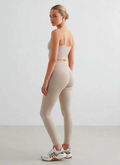 Top Incrocio Spalline Fini + Shape leggings - Beige