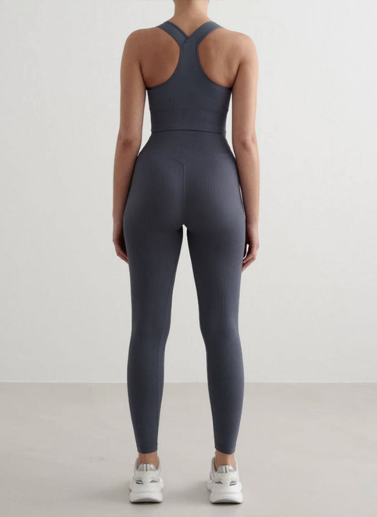 Top Incrocio Doppio + Shape Leggings - Blu Scuro