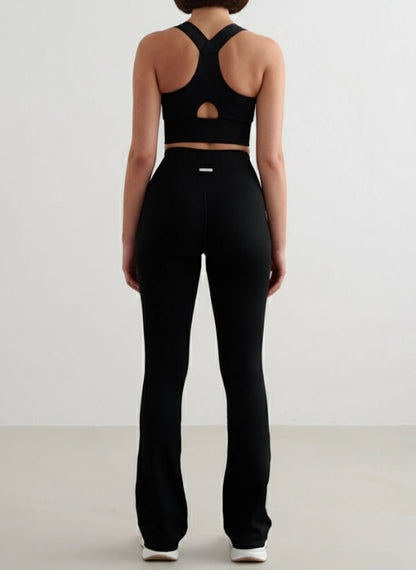 Top Incrocio Doppio + Shape Leggings - Nero
