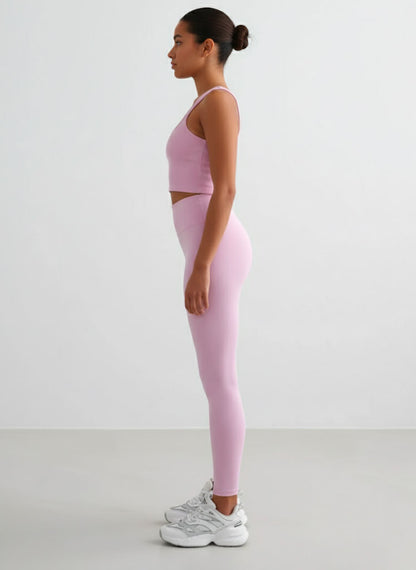 Crop Top Vogatore + Shape Leggings - Rosa
