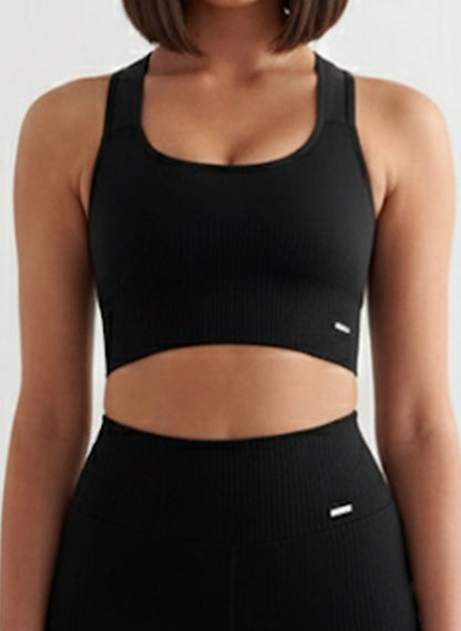 Top Incrocio Doppio + Shape Leggings - Nero