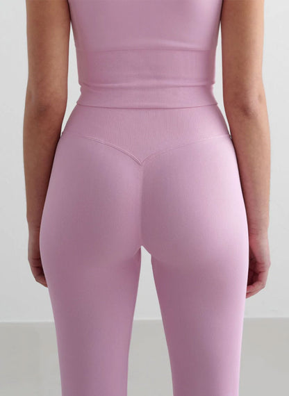 Crop Top Vogatore + Shape Leggings - Rosa