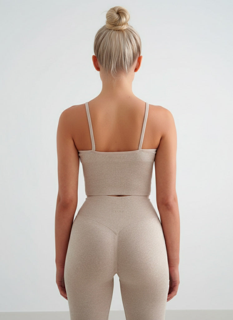 Top Incrocio Spalline Fini + Shape leggings - Beige