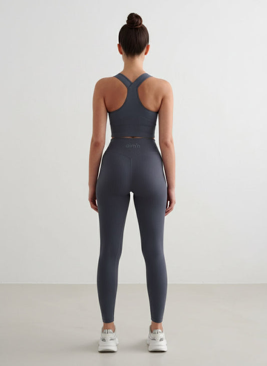 Top Incrocio Doppio + Shape Leggings - Blu Scuro